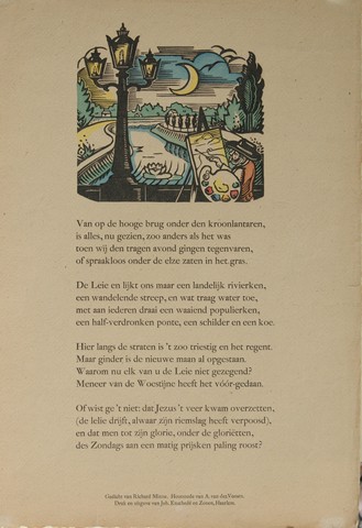 MINNE, RICHARD - 'Van Op de Hooge Brug Onder Den Kroonlantaarn,... . '