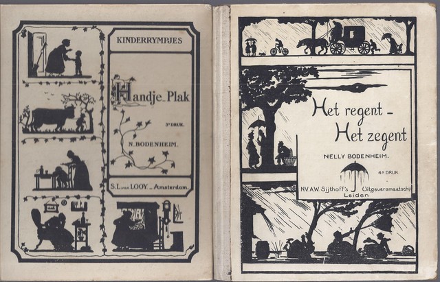 BODENHEIM, NELLY MET KLEUREN LITHOGRAFIEN EN ZWARTE SILHOUETTEN - Het Regent- Het Zegent (4-de Druk) En Handje Plak (3-de Druk)