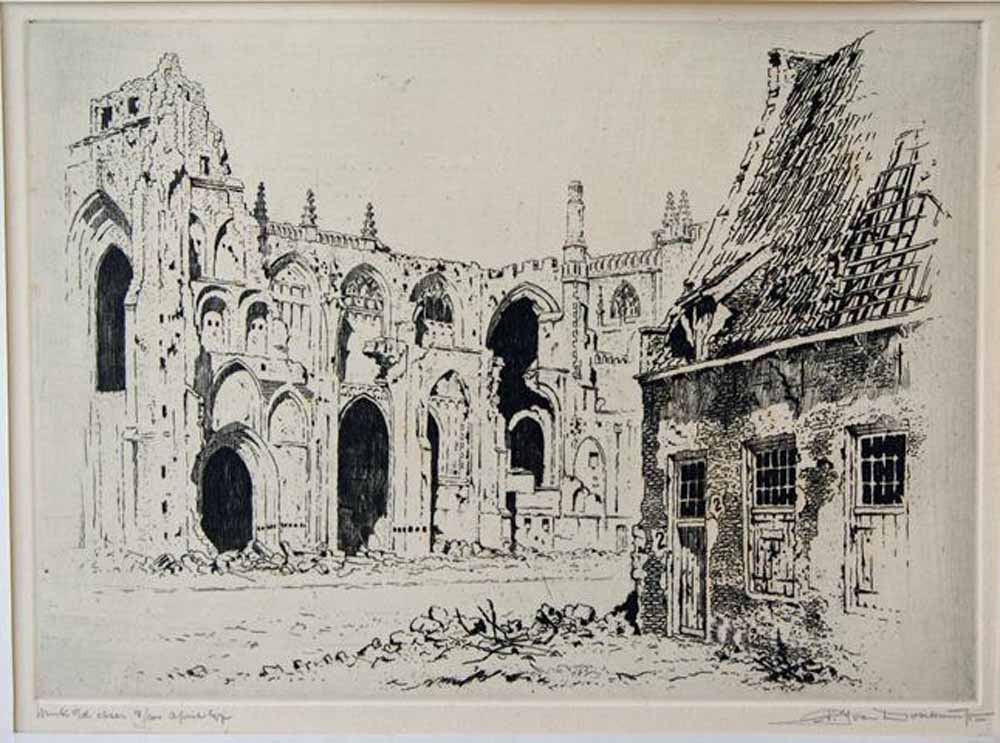 DOKKUM, P.J.VAN (PIET) (1910-1990) - Rune Grote Kerk Van Arnhem