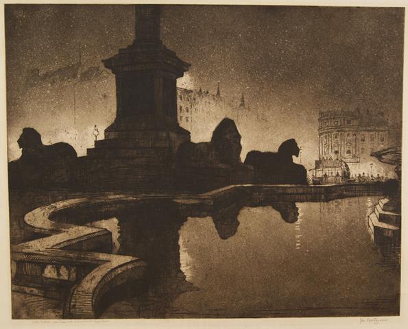 POORTENAAR, JAN (1886-1958) - Trafalgar Square Bij Avond