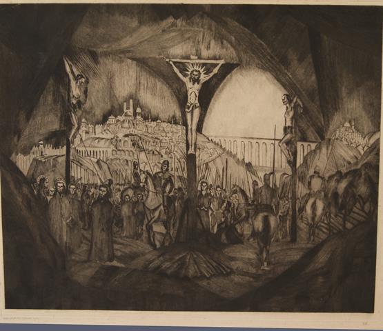 SCHELFHOUT, LODEWIJK (1881-1943) - Gethseman, (de Kruisiging Van Jezus En Soldaten Met Jeruzalem Op de Achtergrond)