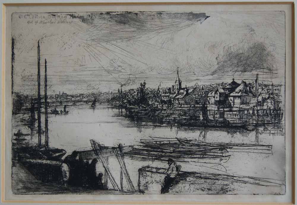 SEYMOUR HADEN, SIR FRANCIS (1818-1910) - Old Chelsea; out of Whistlers Window (Family of Seymour Haden); (Ook: Batersea Reach)