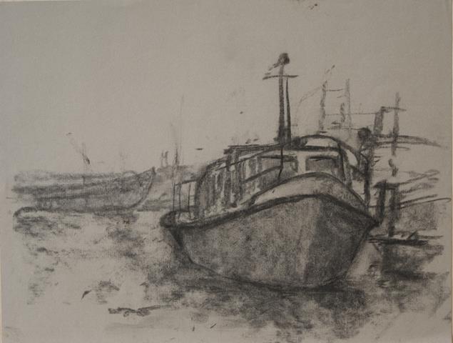 VERPOORTEN, FRANS - Geen Titel (Haven Met Schepen/ Schets)