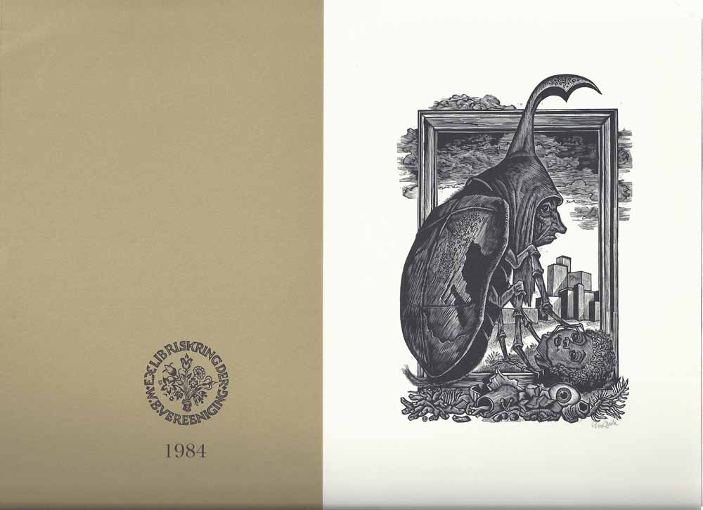 STRIK, LOU - Exlibriskring 1984 n Houtgravure Van Blok Gedrukt Van Lou Strik, 'Verzamelkever'