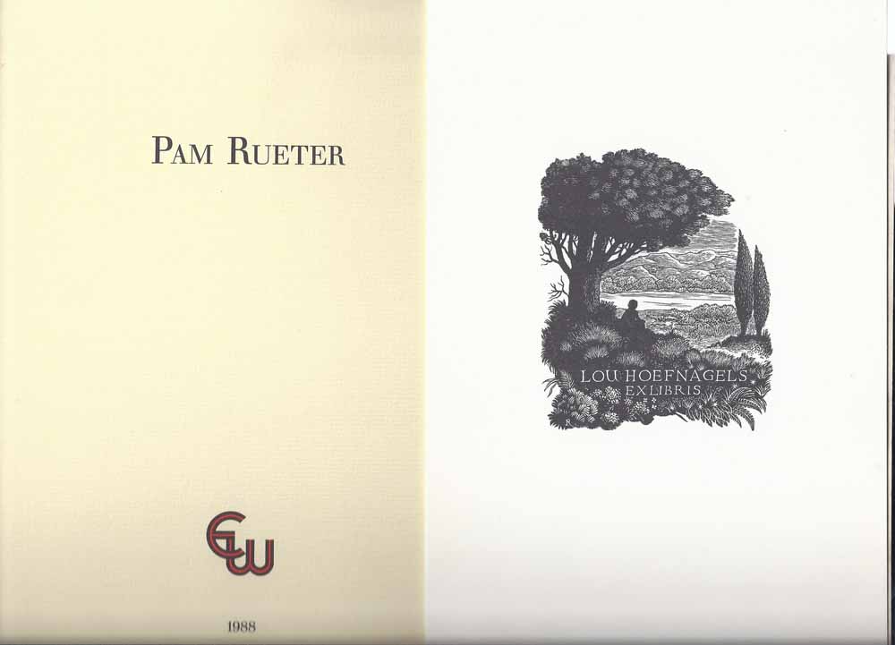 RUETER, PAM; VOORWOORD DOOR JAN KRAMER - Exlibriskring 1988; Pam Rueter, 15 in Hout Gegraveerde Exlibris Van de Blokken Gedrukt