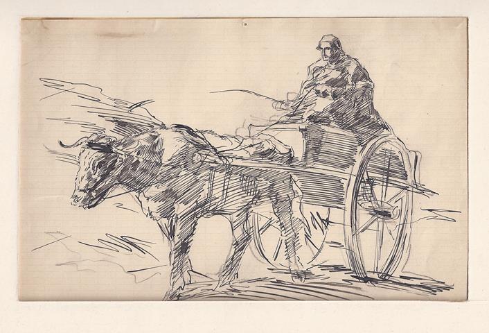KONIJNENBURG, WILLEM VAN (1868-1943) - Os, Ossenkar En Berijder in Klassieke Vormgeving