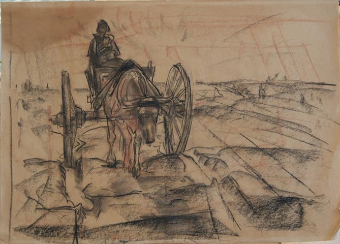 KONIJNENBURG, WILLEM VAN (1868-1943) - Os, Ossewagen En Berijder in Landschap