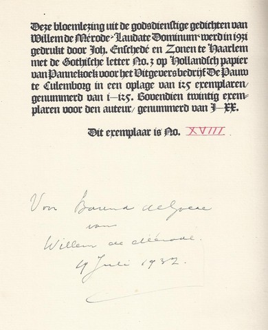 MRODE, WILLEM DE/ PS. VAN W.E. KEUNING - Laudate Dominum, Gedichten