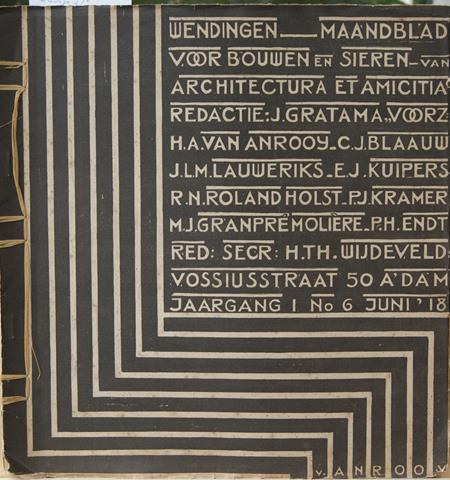 WIJDEVELD, H.TH. ONTWERP EN RED.; ART. DOOR DE ARCHITECTEN J.L.M.LAUWERIKS, C.J.BLAAUW: 'DE BEWEGELIJKHEID DER BOUWKUNST...', JAN WILS: BEELDHOUWKUNST, ENZ. - Wendingen Maandblad Voor Bouwen En Sieren 1918 - I - 6 Met Het 'Technisch Gedeelte'